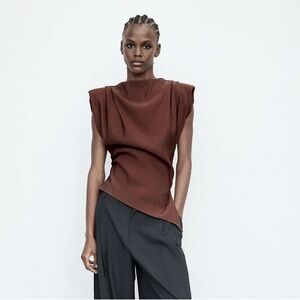 Zara ruched shoulder pad top